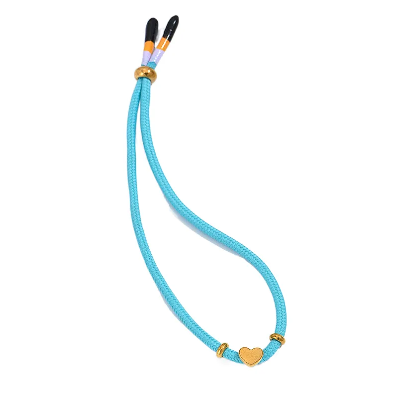 Simple Blue Heart Hand Braided Bracelet Steel Beaded Bracelet