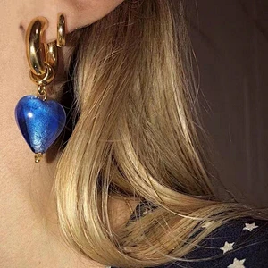 Retro Fashion Gold Hoop Earrings New Heart Stud Earrings