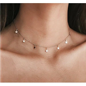 Star Pendant Titanium Steel Chain Choker Necklace