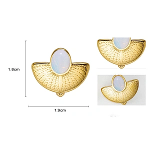 Natural Stone Earrings Titanium Steel Oval Stone Earrings
