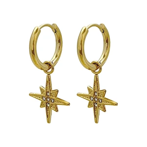 Luxury Star Earrings Female Star Zircon Hoop Earrings