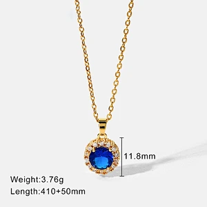 New Fashion Blue Cubic Zircon Pendant Necklace Women