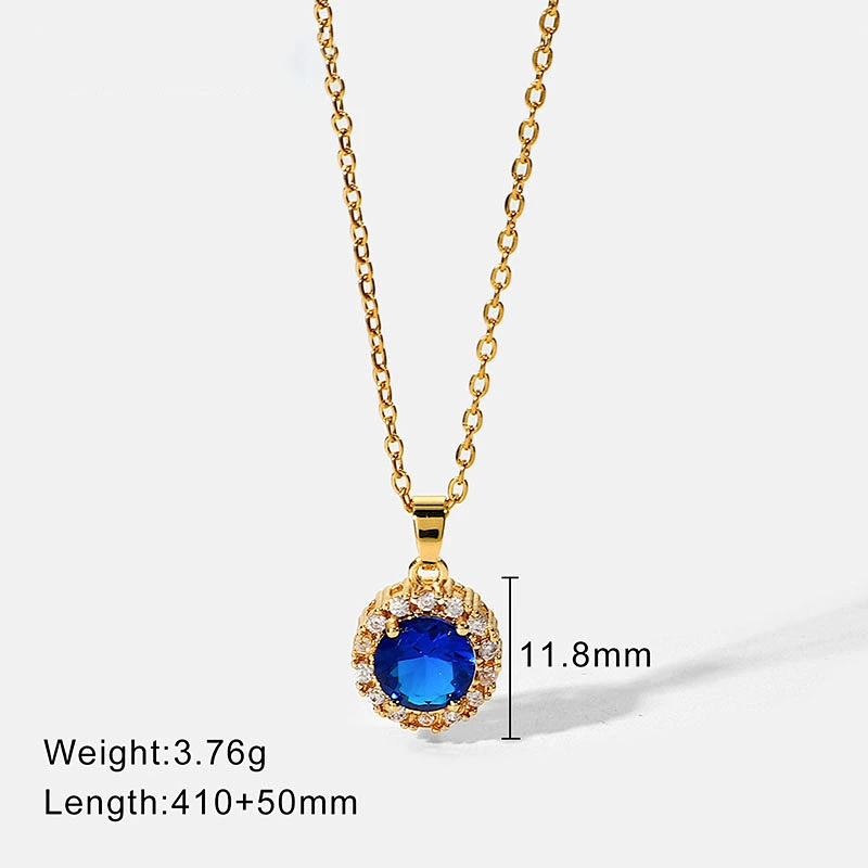 New Fashion Blue Cubic Zircon Pendant Necklace Women