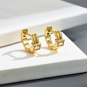 Rock Style Zircon Earrings Copper Plated Hoop Earrings