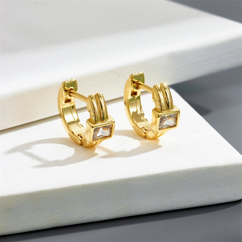 Rock Style Zircon Earrings Copper Plated Hoop Earrings