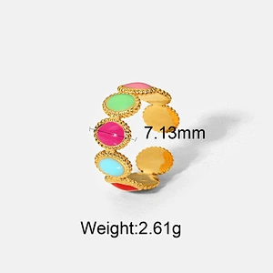 New Stainless Steel Rings Women Fashion Colorful Rings Ring Set