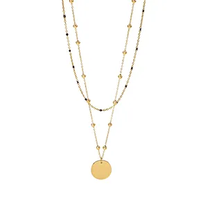 Bead Chain Necklace Steel Disc Pendant Necklace Jewelry