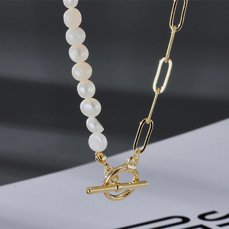 Fashion Pearl OT Buckle Oval Necklace Female Clavicle Chain