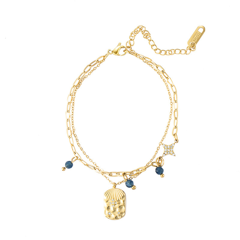 Natural Stone Stainless Steel Handmade Zircon Bracelet