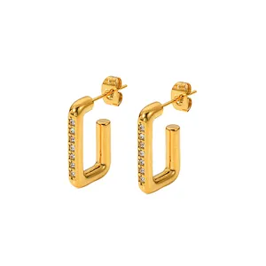 Simple Square Hollow Earrings Titanium Steel Earrings