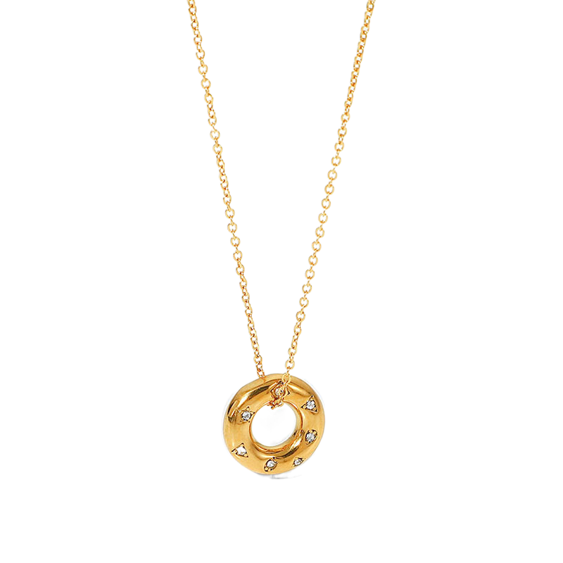New Zircon Hollow Ring Pendant Necklace Jewelry
