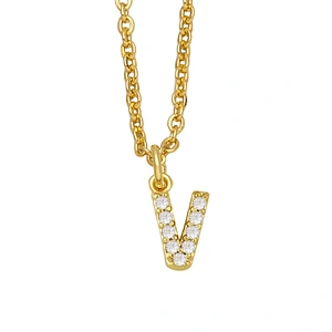 18k Gold Plated DIY Letters Necklace With CZ Diamond Pendant