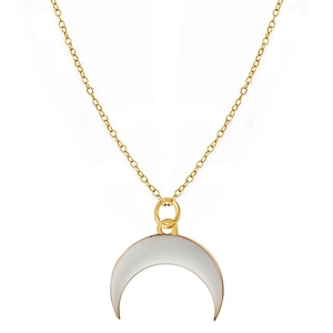 Titanium Steel Necklace Enamel Moon Pendant Gold Plated Chain