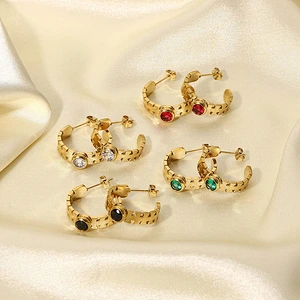 C Shape Zircon Earrings Women's Vintage Earrings
