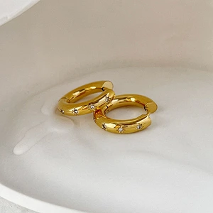 Cute Small Hoop Earrings Stainless Steel Zircon Earrings