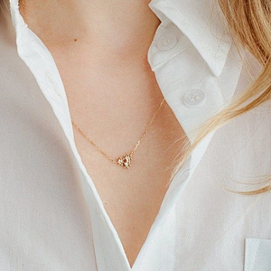 Flower Necklace Mini Pendant Zirconia Gold Plated Necklace