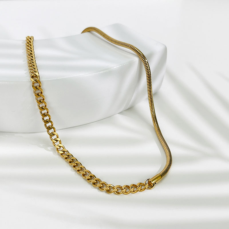 New 18K Titanium Steel Necklace Snake Bone Chain Necklace