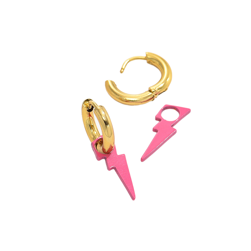Simple Lightning Drop Stainless Steel Hoop Earrings