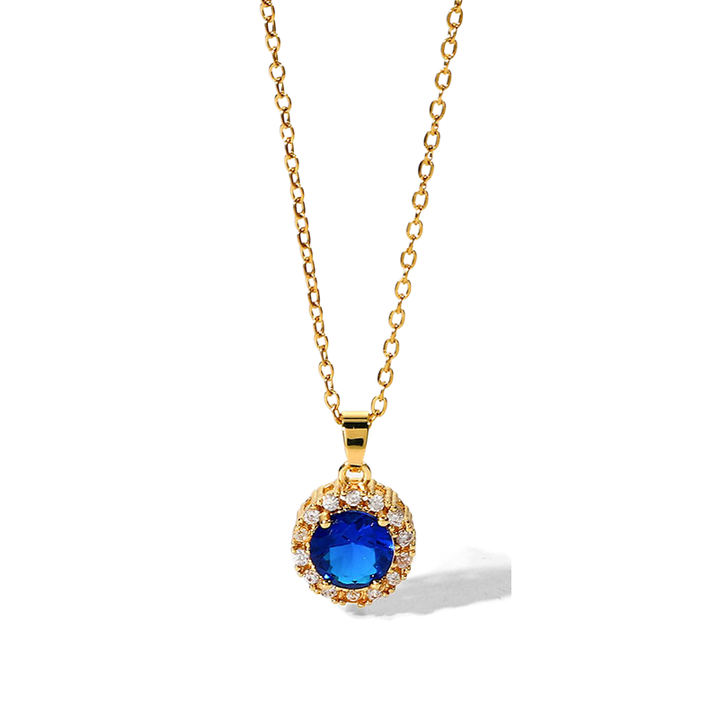 New Fashion Blue Cubic Zircon Pendant Necklace Women