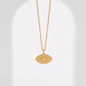 Vintage Gold Eye Pendant Titanium Steel Necklace