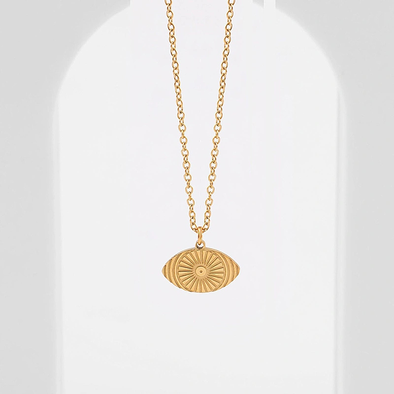 Vintage Gold Eye Pendant Titanium Steel Necklace