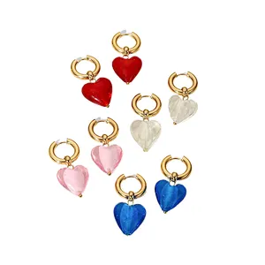 Retro Fashion Gold Hoop Earrings New Heart Stud Earrings