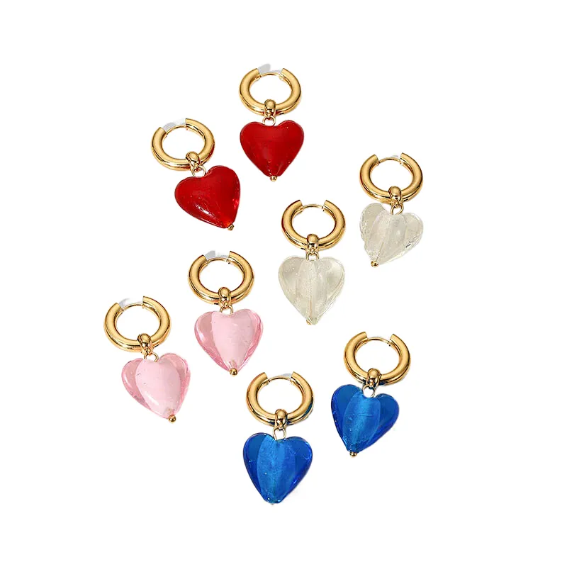 Retro Fashion Gold Hoop Earrings New Heart Stud Earrings
