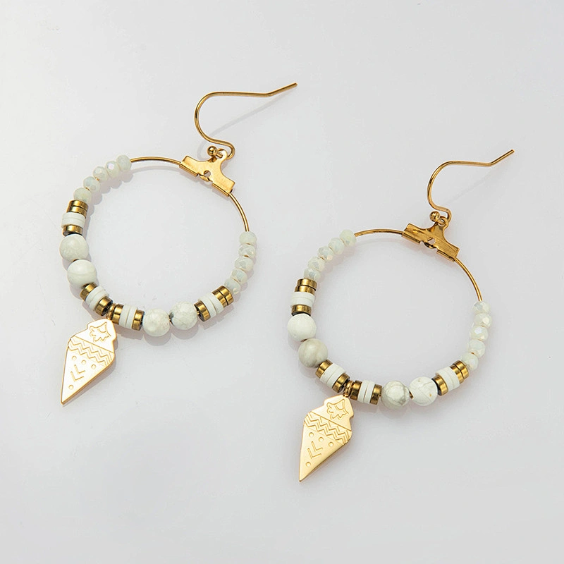Bohemian Titanium Steel Natural Stone Earrings Women