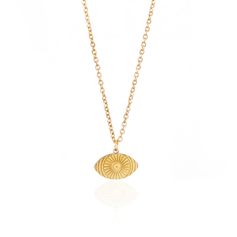 Vintage Gold Eye Pendant Titanium Steel Necklace