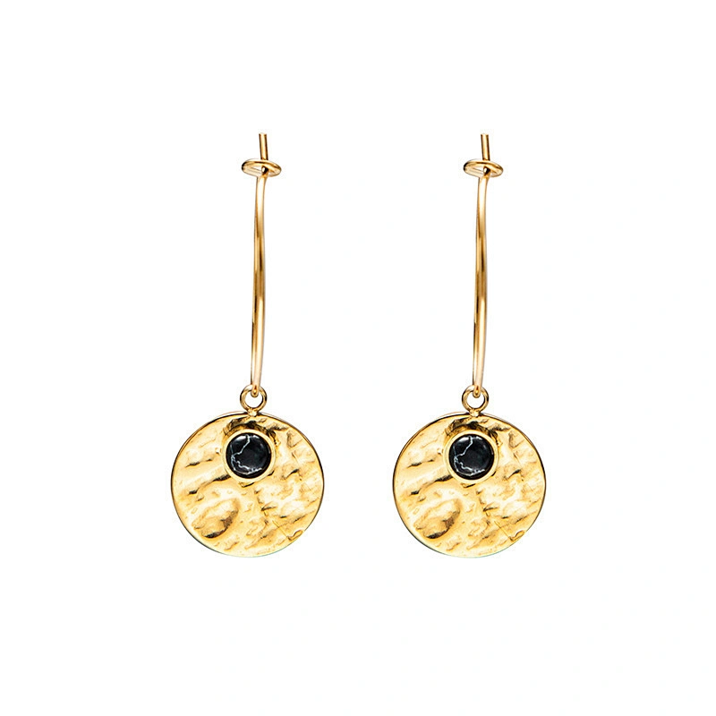 Stainless Steel Earrings Icon Shape Inlaid Turquoise Jewelry