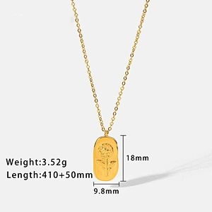 Fashion Simple Embossed Flower Pendant Necklace Women