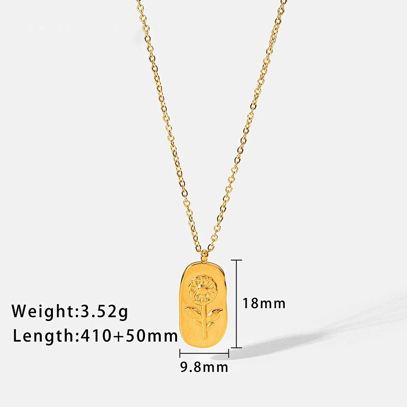 Fashion Simple Embossed Flower Pendant Necklace Women