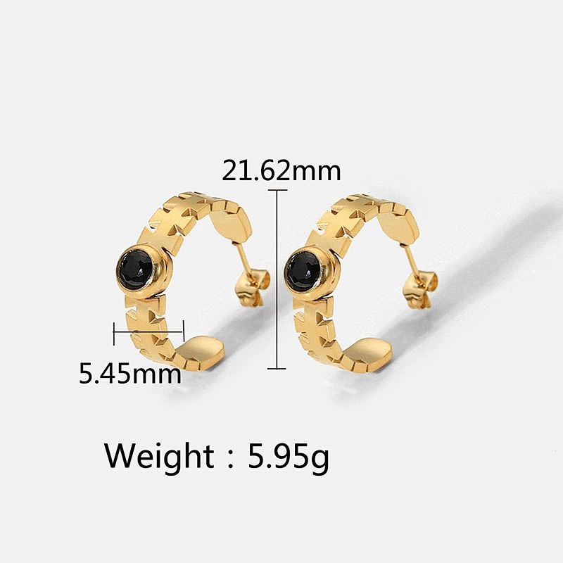 C Shape Zircon Earrings Women's Vintage Earrings