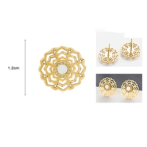 Hollow Flower Stud Earrings Set Vintage Steel Necklace