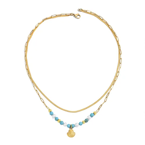 Fashion Bohemian Bead Necklace Shell Pearl Pendant Necklace