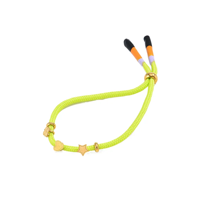 Bohemian Colorful Braided Stars Fluorescent Heart Bracelet