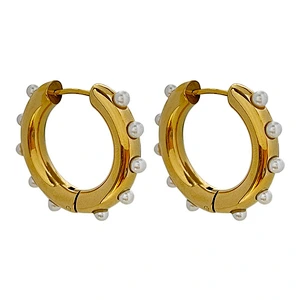Cute Mini Pearl Earrings Gold Hoop Earrings Women