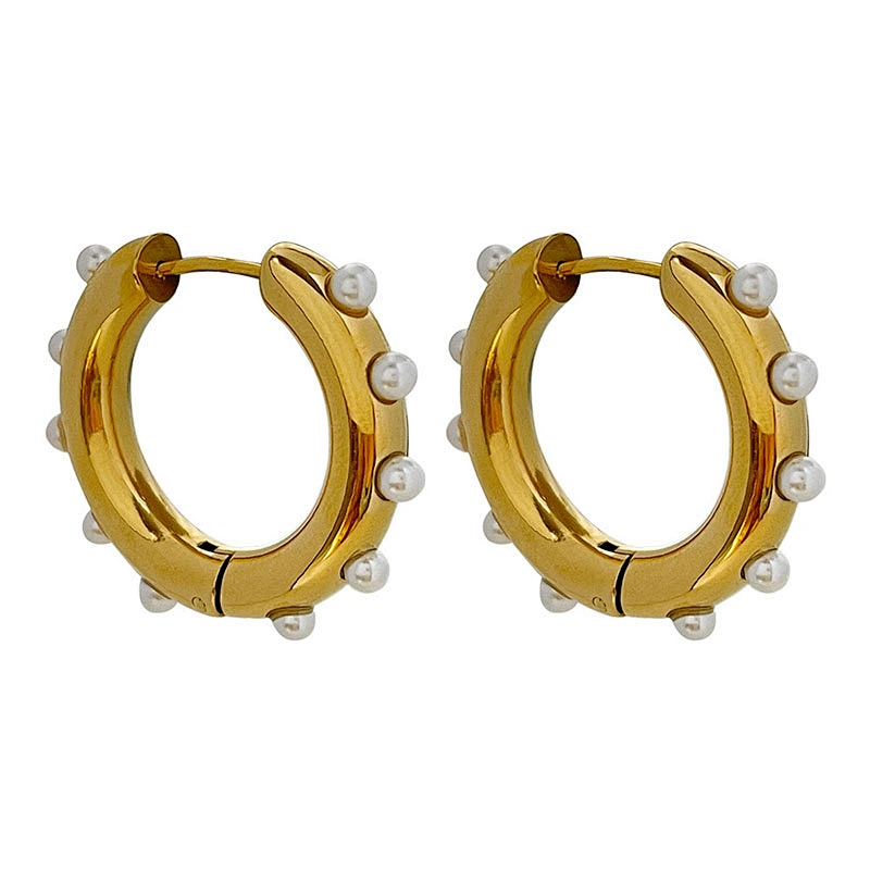 Cute Mini Pearl Earrings Gold Hoop Earrings Women