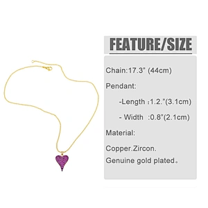 Heart Shaped Pendant Brass Necklace Micro Setting Jewelry