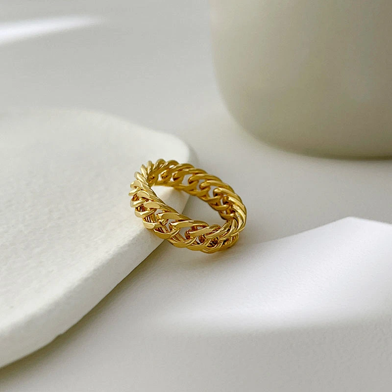 Hip Hop Fashion Simple Titanium Steel Gold Ring