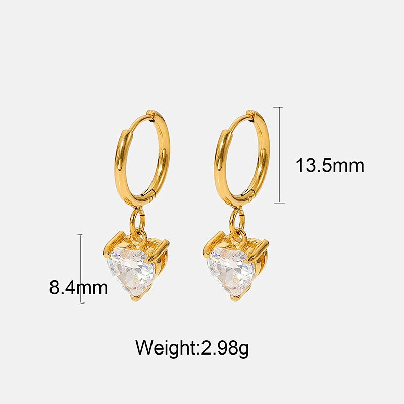 Pink Heart Earrings Cubic Zirconia Drop Earrings Wholesale
