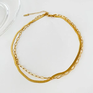 Personality Double Chain Simple Snake Bone Chain Necklace
