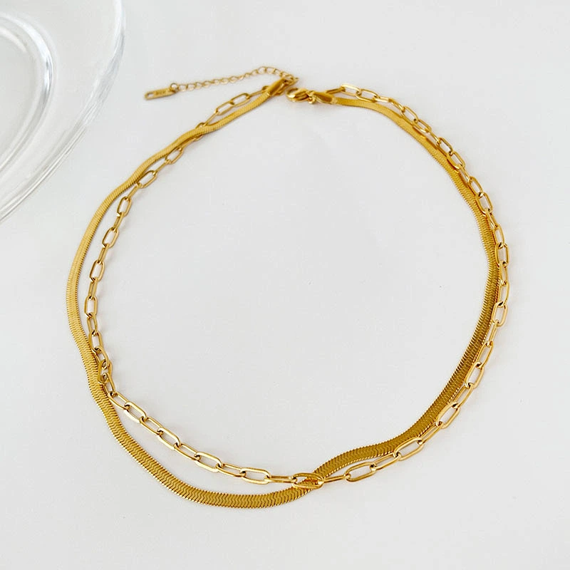 Personality Double Chain Simple Snake Bone Chain Necklace