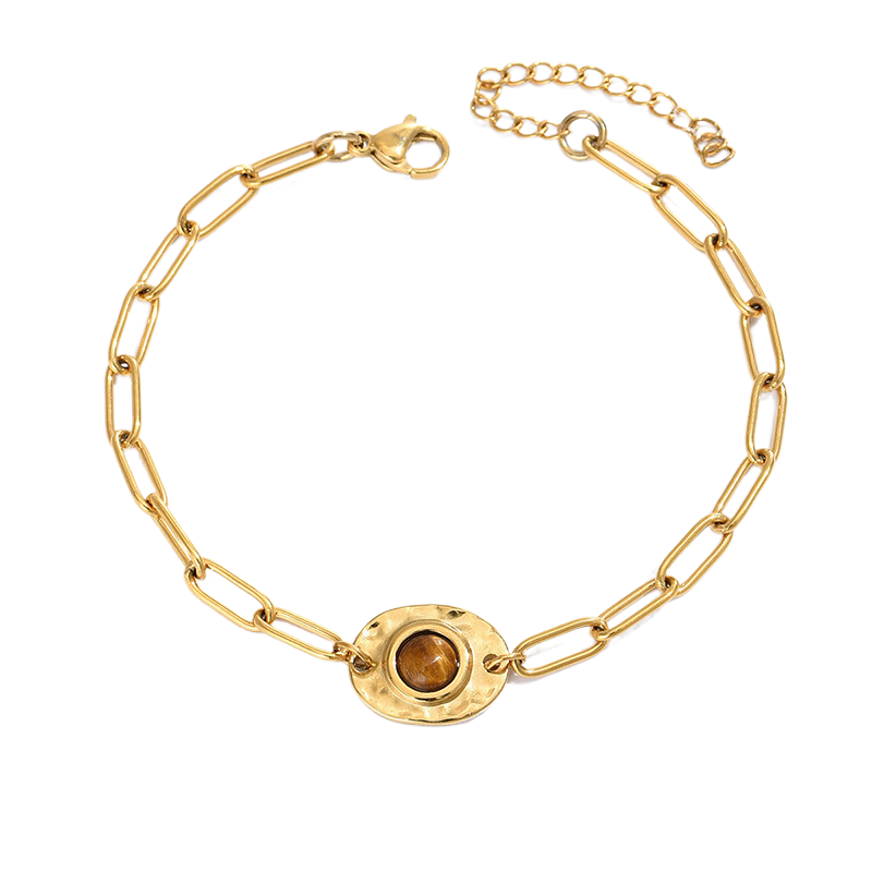 Gold Hollow Chain Bracelet Natural Stone Bracelet