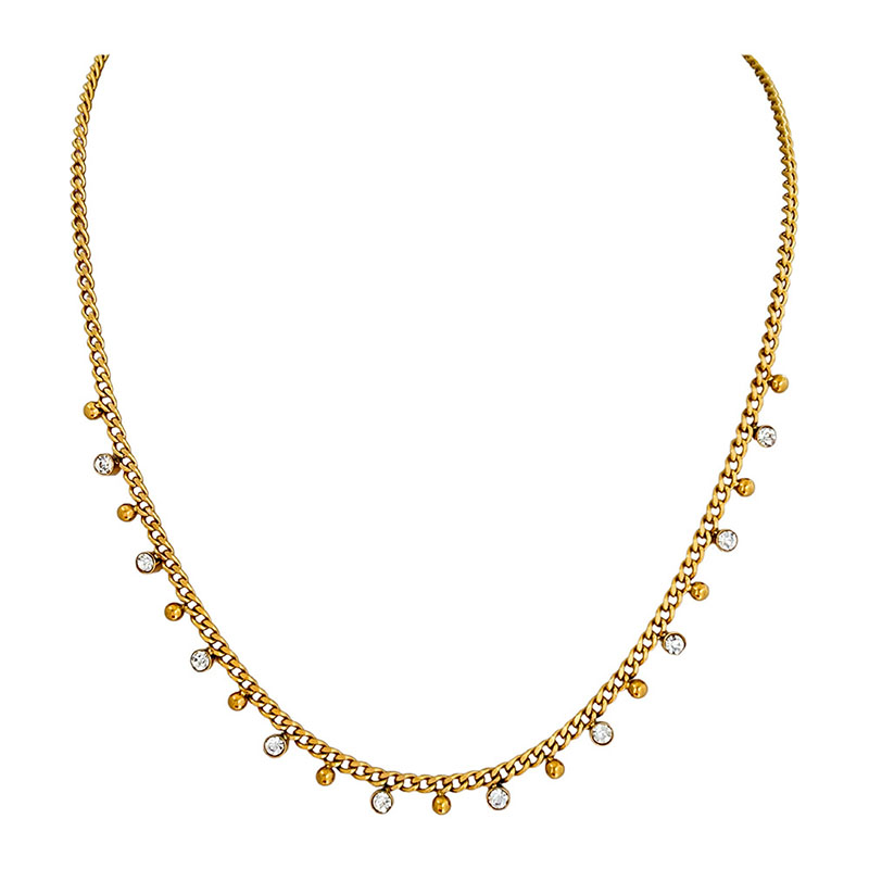 Vintage Titanium Steel Zircon Pendant Necklace