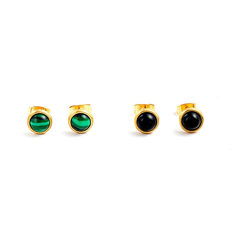 Stainless Steel Simple New Stone Stud Earrings