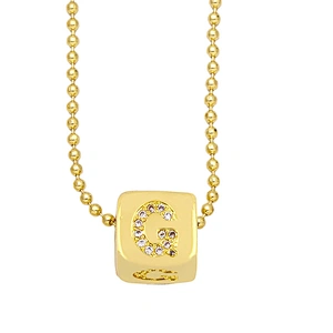 Geometric Gold Plated Zirconia Letters Pendant Necklace