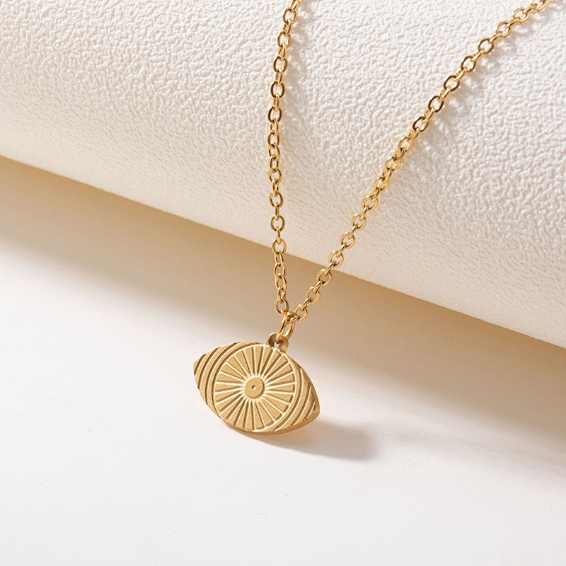 Vintage Gold Eye Pendant Titanium Steel Necklace