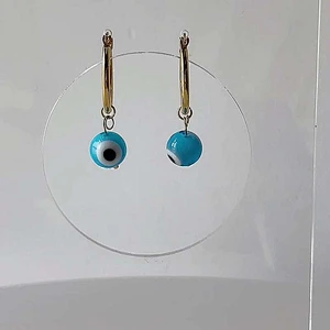 Stainless Steel Multi-Color Eye Hoop Earrings