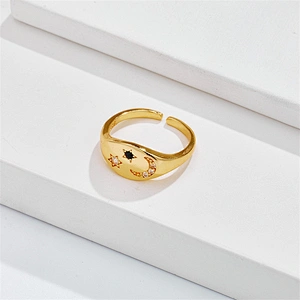 New Rings Star Moon Rings Zircon Open Rings